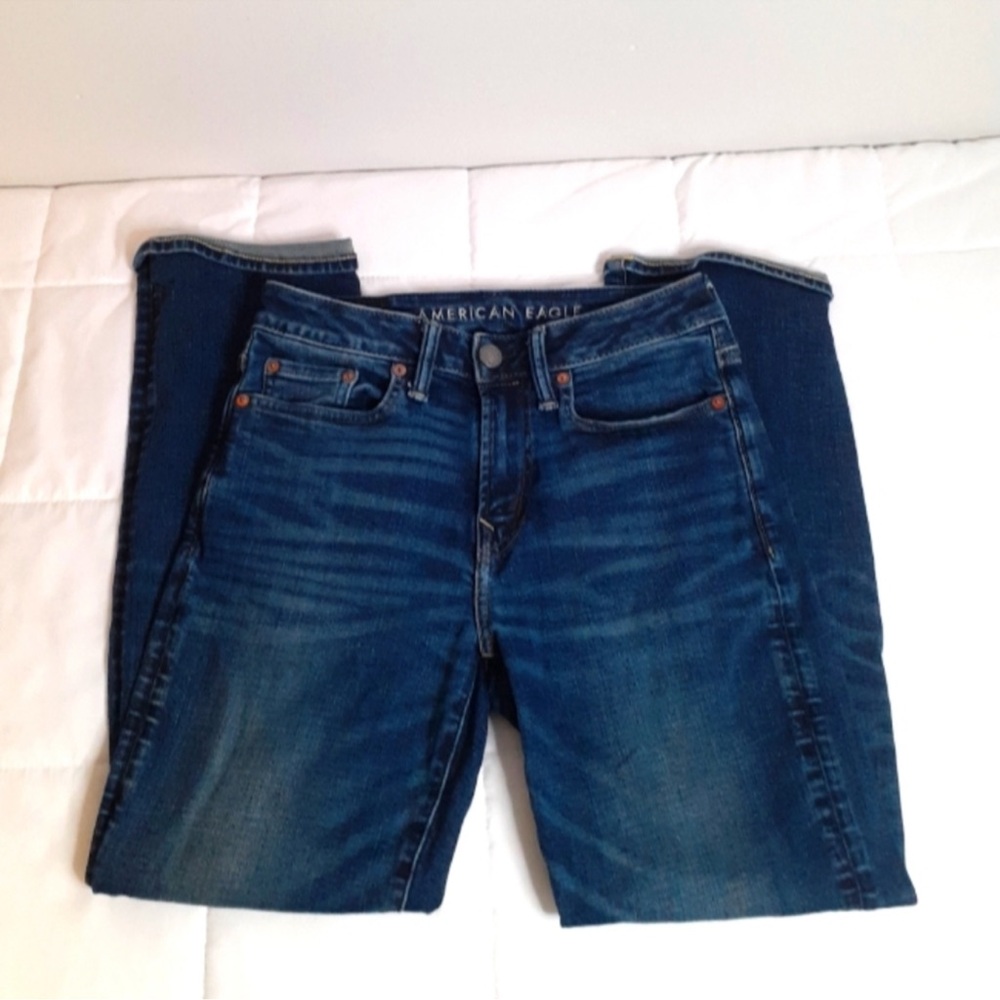 American Eagle Womens Jeans Airflex Relaxed Straight Leg Blue Size 26